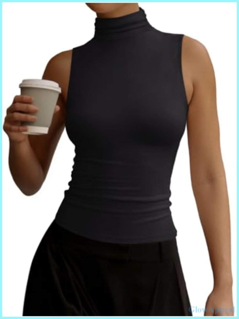 Sleeveless Turtleneck Tank Top Ruched Modal Wool Fall Casual Office